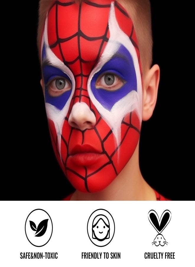 BOBISUKA US Flag Red White Blue Face Painting Kit, 3 Colors Facepaint + 3PC Sponge + Brush for Halloween Costume Clown Joker, Eye Black for Sports & 4th of July Independence Day America’s Patriotic Parades - Image 3